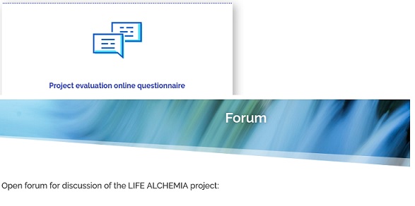 Forum & Online Questionnaire: New sections of the LIFE ALCHEMIA website